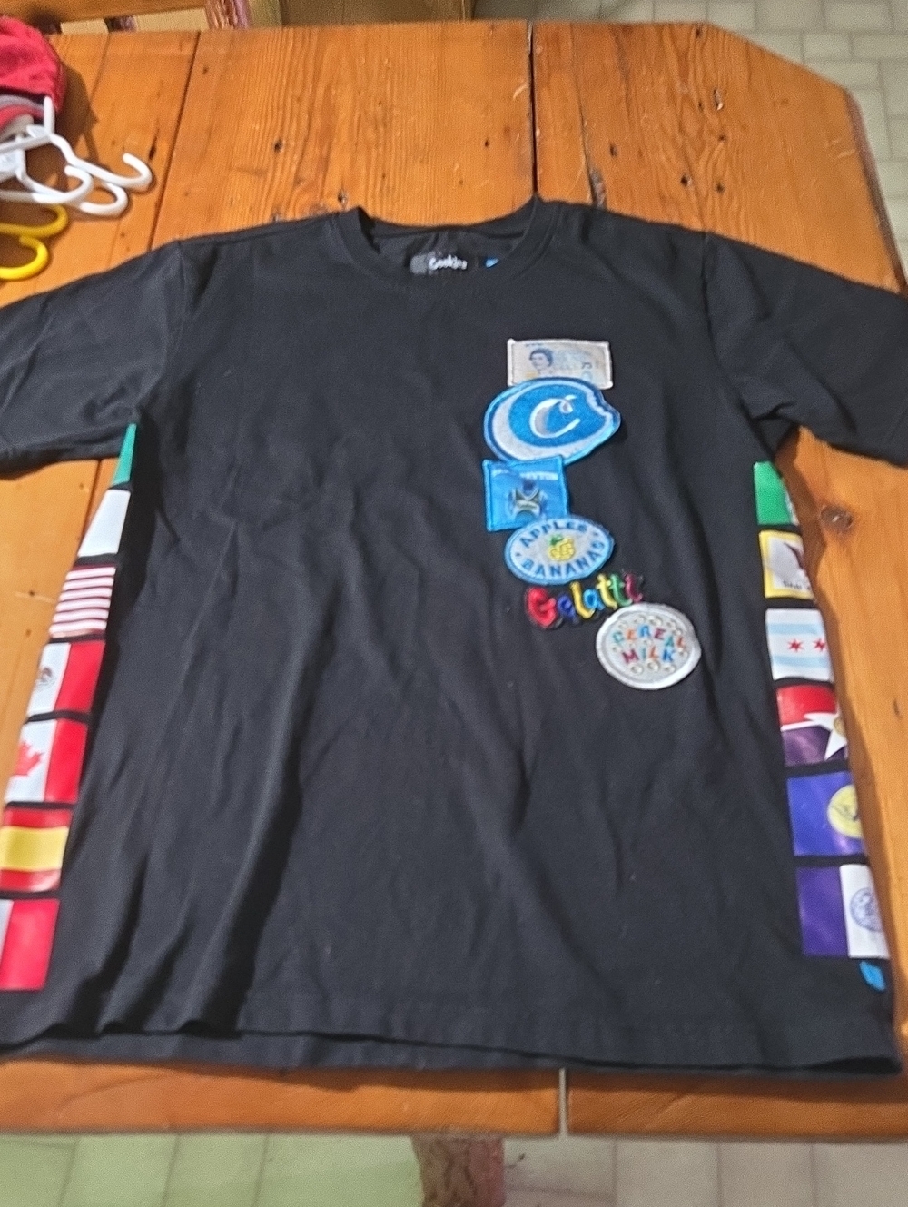 Cookies Black Sick Graphic Patch Short Sleeve Tee with Flag Accents Sz S
